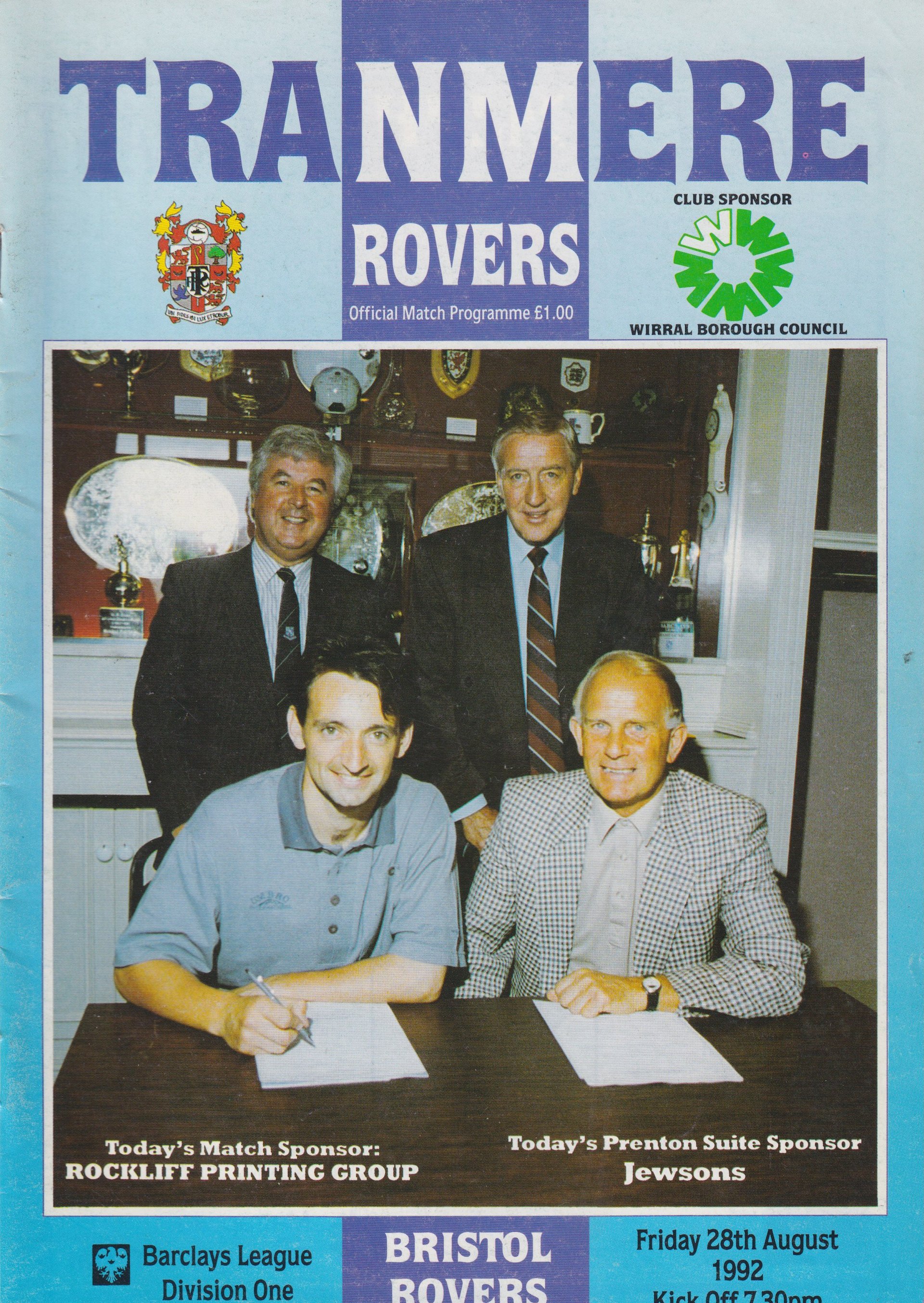 Tranmere Rovers v Bristol Rovers match programme